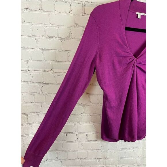 HALOGEN Nordstrom set of 2 violet white black striped front knot pullover top M - Picture 4 of 12